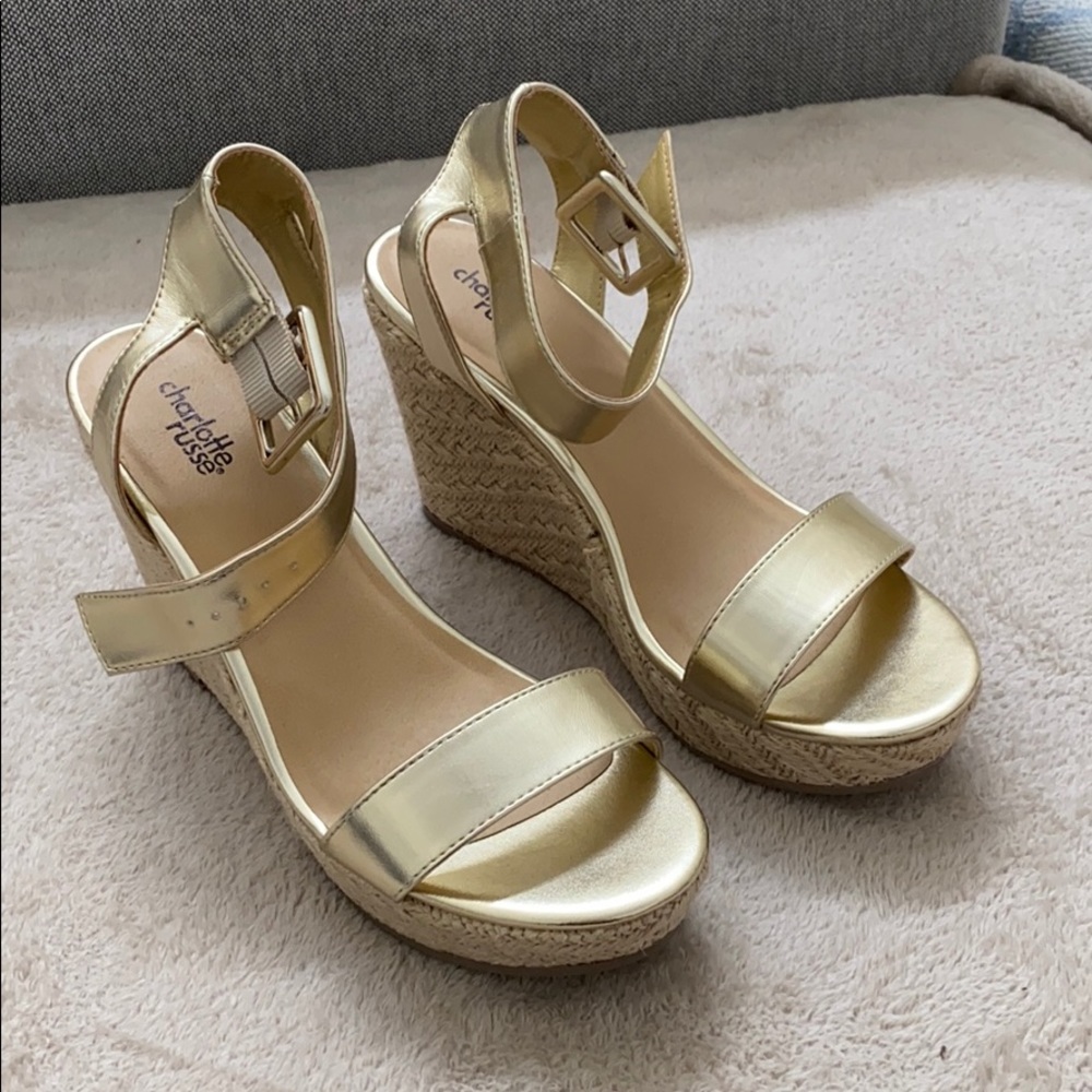 Charlotte Russe Gold Wedge Sandals
